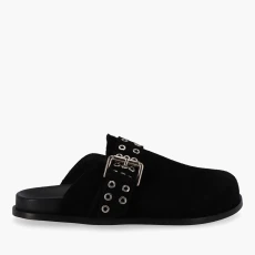 Womens Halia Suede Mules - Black