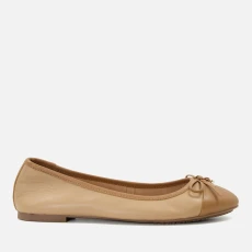 Womens Hallo Leather Ballet Flats - Tan
