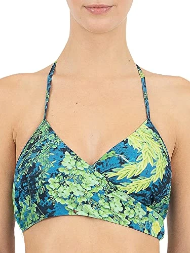 Women's Halter Wrap Swimsuit Top Bikini, Green, Small