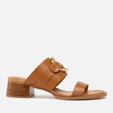 Womens Hana Leather Heeled Sandals - Tan