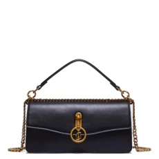 Women's Handbag in 100% Polyurethane Fabric, Adjustable Shoulder Strap, Non-Removable, Size 27 x 13 x 7, Detail with Logo Place Front with Closure, Taupe Model: AF3038, Black, One Size