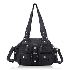 Womens Handbags Shoulder Bags with Large Capacity Multifunctional for Women Tote Messenger Shoulder Crossbody Bag (BLACK)
