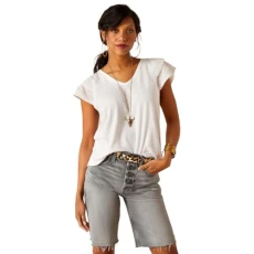 Women's Heather Top, White, XS