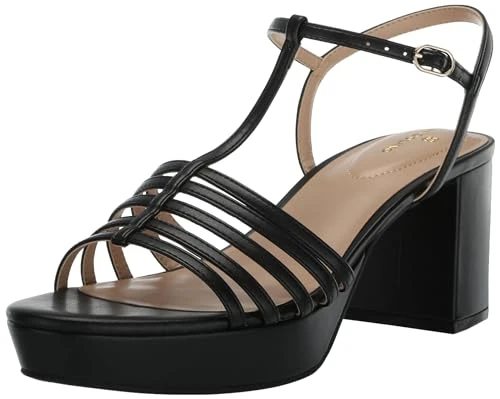 Women's Heeled Sandal, Black 001, 7 UK - Paolar, Platform, Ankle Strap, Buckle Closure, Block Heel, 