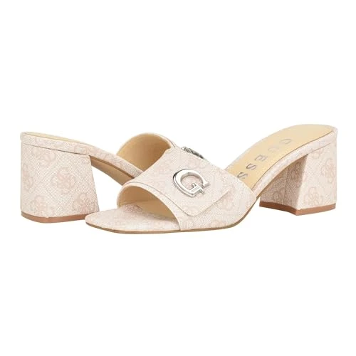 Women's Heeled Sandal, Ivory Leather, 3.5 UK - Gallai, Square Toe, Block Heel, Comfortable, Slip On