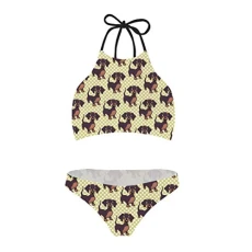 Women's High Neck Bikini Set Teen Girls Swimsuit Suits Two Piece Dachshund Women's High Neck Bikini Set Teen Girls Swimsuit Suits Two Piece Dachshund
