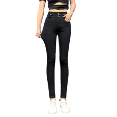 Women's High Rise Stretch Slim Fit Skinny Jeans Sexy Butt Lifting Denim Jeans (UK 14, Black)