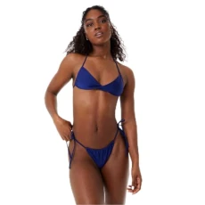 Womens High Shine Adjustable Bikini Bottom Cobalt XS Womens High Shine Adjustable Bikini Bottom Cobalt XS