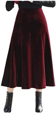 Women's High Waist Bodycon Velvet Midi Skirt A-line Pleated Swing Cocktail Party Casual Skirt (14, Red) Women's High Waist Bodycon Velvet Midi Skirt A-line Pleated Swing Cocktail Party Casual Skirt (14, Red)