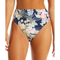 Womens High Waist Floral Print Swim Bottom Separates, Multi, Medium Womens High Waist Floral Print Swim Bottom Separates, Multi, Medium