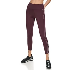 Women's High Waist Leggings with Pockets & Reflective Piping, Currant, XL Women's High Waist Leggings with Pockets & Reflective Piping, Currant, XL