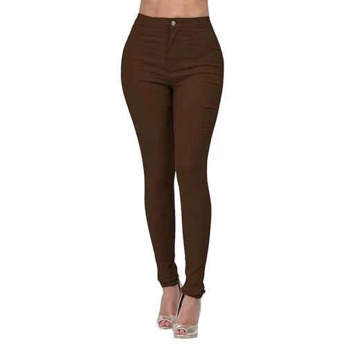 Womens High Waist Skinny Jeans Fashion Ripstop Wear-Resistant Long Utility Denim Pants Solid Color Curvy Slim Fit Totally Shaping Mom Butt Lifting Denim Jean Pants with Pockets