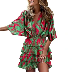 Womens High Waist Skirts Midi Swing Pockets Elastic Waist A Line Boho Floral Print Skirt Holiday Dresses for Women UK Ladies Sun Dresses Suspender Skirt Size 18 (Green, S)