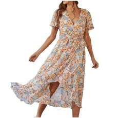 Womens High Waist Skirts Midi Swing Pockets Elastic Waist A Line Boho Floral Print Skirt Leather Dress Sun Dresses for Older Women Maternity Skirt Over Bump (Beige, L)