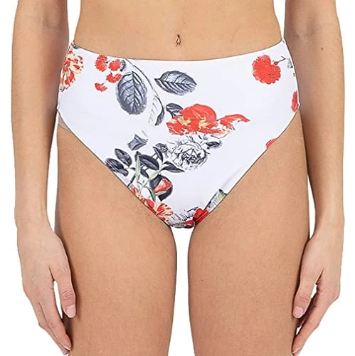 Women's High Waist Swimsuit Bottom Bikini, White, Medium