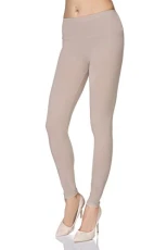 Women's High Waisted Full Length Cotton Leggings Soft, Plus Sizes Beige Size 14