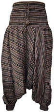 Womens Hippie Striped Low Crotch Aladdin Harem Yoga Trousers Brown Womens Hippie Striped Low Crotch Aladdin Harem Yoga Trousers Brown