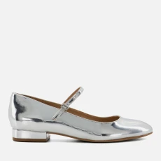Womens Hipplie Patent eather Mary Jane Flats - Silver