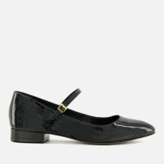 Womens Hipplie Patent eather Mary Jane Flats - Black