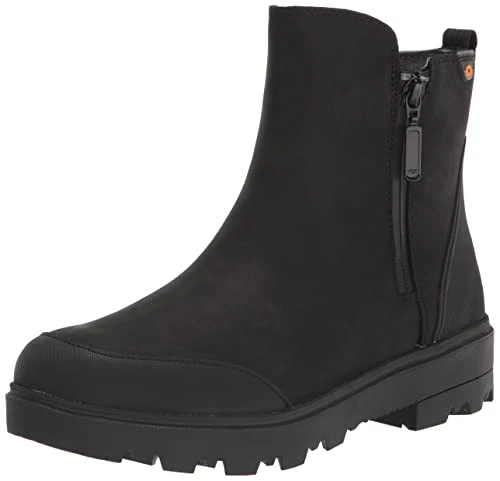 Womens Holly Zip Leather Boot Rain, Black, 6 UK