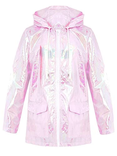 Womens Holographic Plus Size Rain Mac