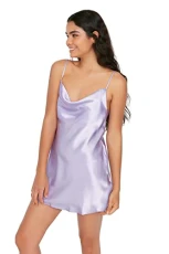 Women's Homewear Midi Basic Fitted Woven Nightgown, Lilac, UK 6 Women's Homewear Midi Basic Fitted Woven Nightgown, Lilac, UK 6