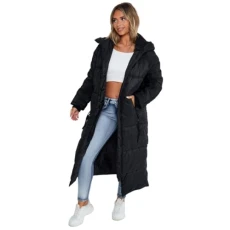 Womens Hooded Maxi Longline Coat Ladies Puffer Padded Bodywarmer Ladies Long Sleeve Winter Quilted Jacket Outwear Black