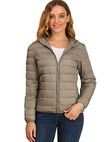 Women's Hooded Packable Short Lightweight Jacket Khaki S-8