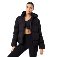 Womens Hooded Puffer Jacket Black S Womens Hooded Puffer Jacket Black S