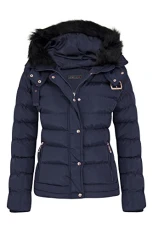 Womens Hooded Winter Jacket Quilted Padded Warm Coat Parka Jacket With Faux Fur Hood & Zip Pocket