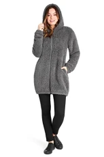 Womens Hoodie, Warm Soft Fleece Hoodies - Womens Gifts (Dark Grey Longline, S)
