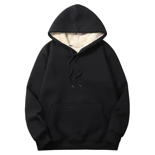 Women's Hoodies Fleece Lined Fall Winter Warm Casual Pullover Plain Black Hoodie Women Autumn Thermal Hoodie Oversized Sweatshirt Women Ladies Jumper with Pockets Plus Size S-7XL(Black,XXL)