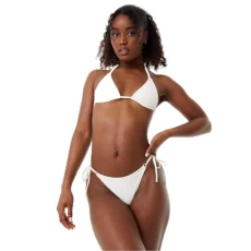 Womens Hoop Detail Triangle Bikini Top Cream S Womens Hoop Detail Triangle Bikini Top Cream S