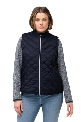 Women's Hyprar Quilted Vest Water-Repellent Stand-Up Collar Recycled Waistcoats, navy, 20-22