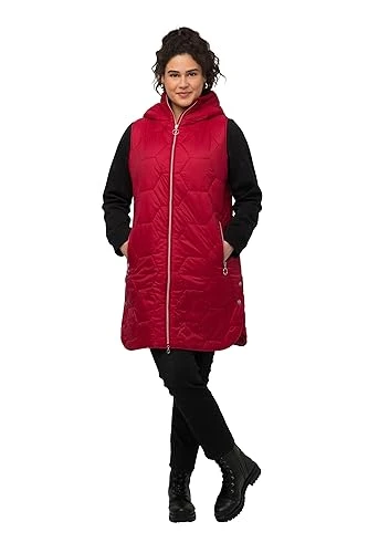 Women's Hyprar Quilted Vest with Piped Side Slits Waistcoats, DarkRed, 28-30