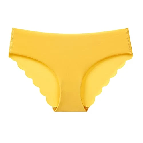 Women's Ice Silk Seamless Sports Low Waist Sexy Briefs Man Panties One Day Yellow