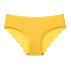 Women's Ice Silk Seamless Sports Low Waist Sexy Briefs Man Panties One Day Yellow