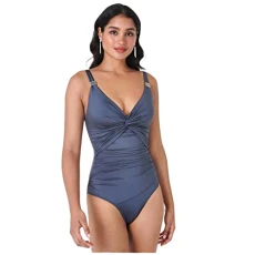 Womens Icon Swimsuit with Tummy Control Pewter 12
