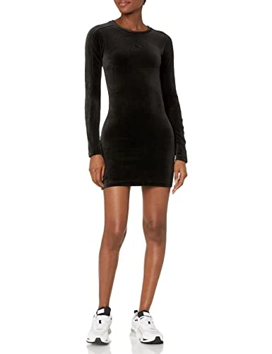 Women's Iconic T7 Velour Fitted Dress Casual Black, X-Small