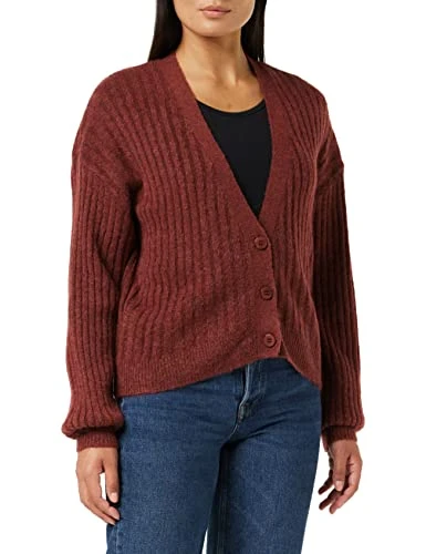 Women's IHKAMARA CA5 Rib Cardigan Sweater, Brown, L