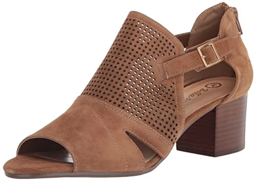 Women's Illiana Block Heel Heeled Sandal, Dark Tan Suede Leather, 4 UK