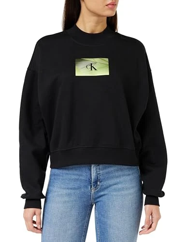 Women's Illuminated Box Logo Crew Neck J20J222897 Sweatshirts, Ck Black, XXS