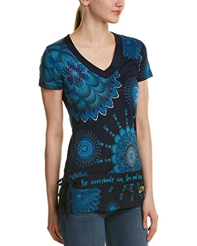 Women's Inca Short Sleeve V-Neck T-Shirt, Navy, Size 8 (Brand Size: X-Small)