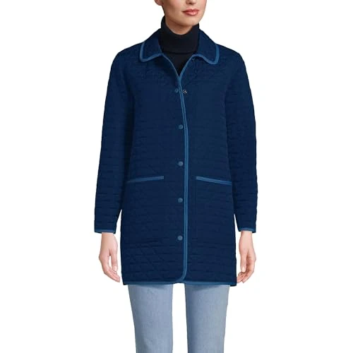 Women's Insulated Reversible Barn Coat, Deep Sea Navy/Blue Check, L