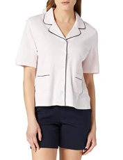 Women's Interlock durchgeknöpfter Pyjama Kurz Pajama Set, Zartrosa, 40 Women's Interlock durchgeknöpfter Pyjama Kurz Pajama Set, Zartrosa, 40