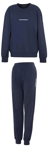 Women's Interlock Lounge Long Pajamas Set, Marine, XS