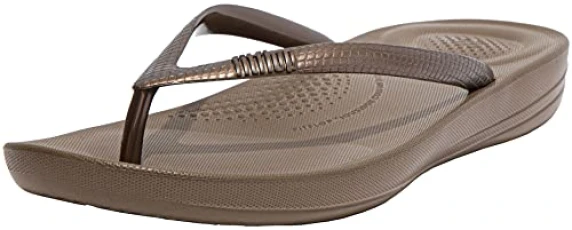 Women's iqushion Ergonomic flip-Flops, Bronze, 8 UK