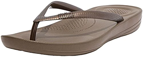 Women's iqushion Ergonomic flip-Flops, Bronze, 8 UK