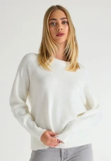 Womens Ivory Plain Crew Neck Jumper Womens Ivory Plain Crew Neck Jumper