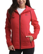 Women's Jacket - Lightweight Quilted Puffer Parka Coat with Flex Stretch Panels – Casual Jacket for Women (S-XL), Vector Red, M